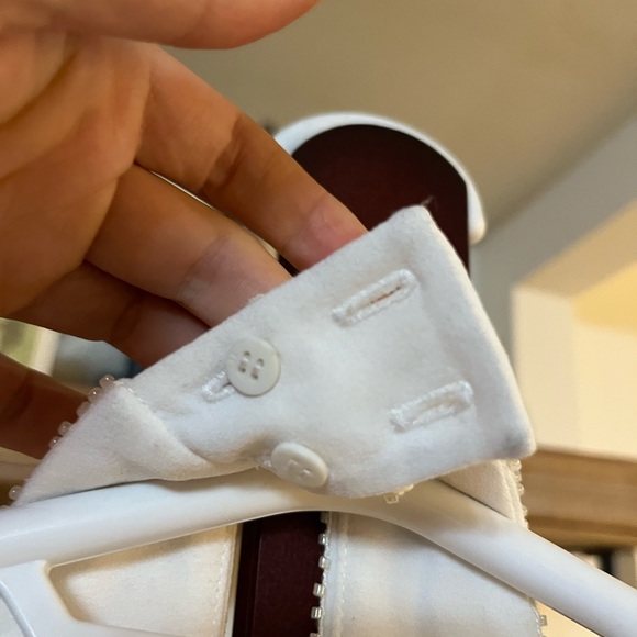 Halston Heritage white a-line halter dress, beaded dress, size 10, vintage feel - Picture 9 of 16